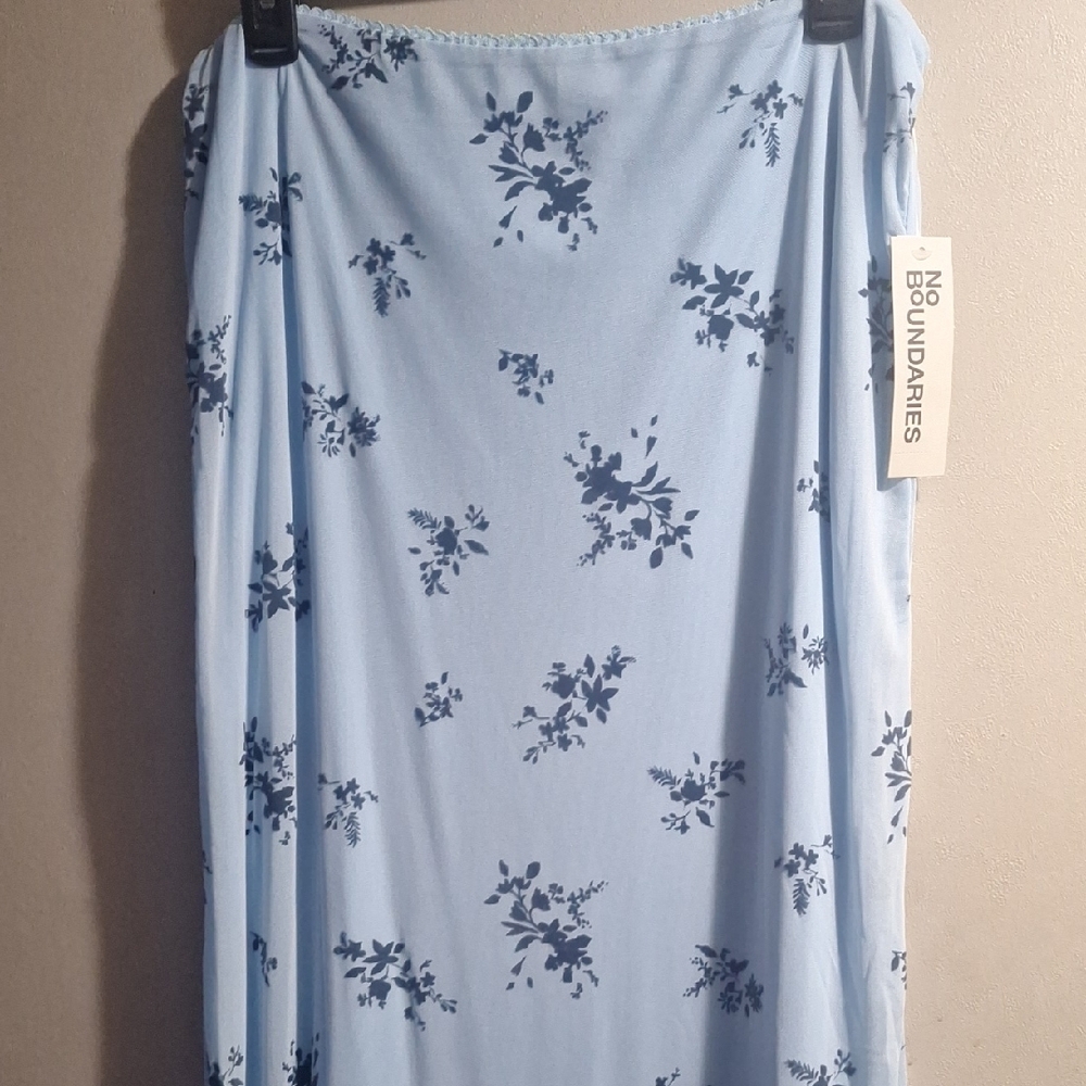 No Boundaries Light Blue Floral Skirt